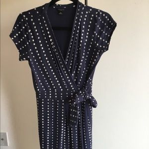 Ann Taylor polka dot wrap midi dress